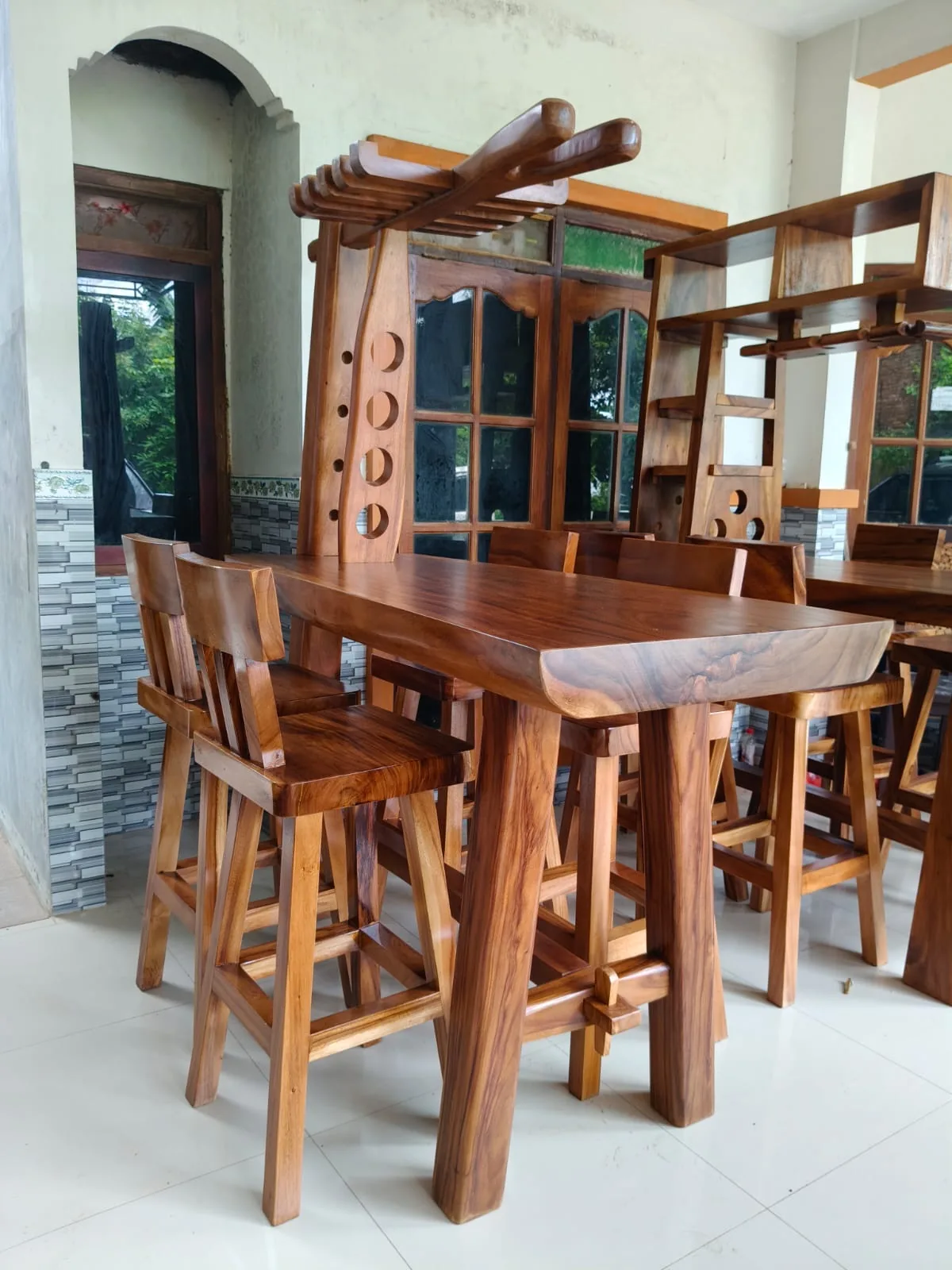 Set Meja Bar 200x60 Bahan Suar Wood