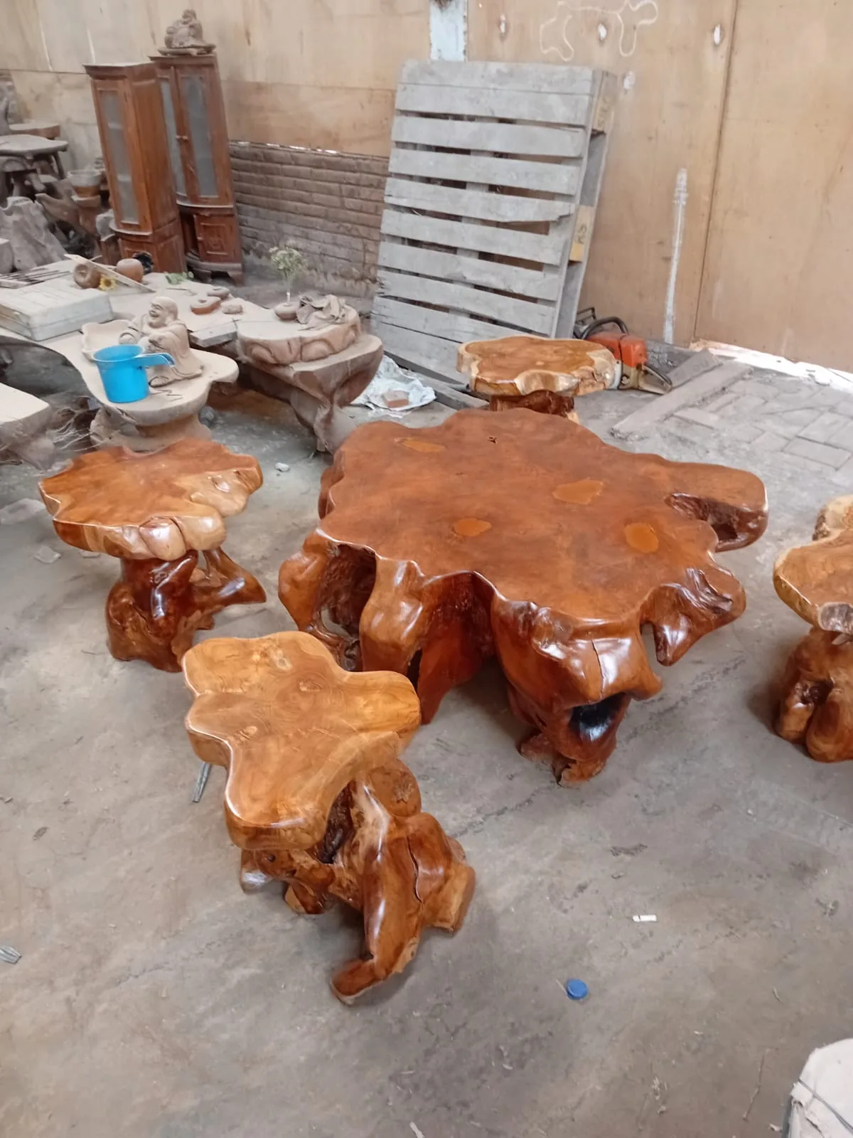 Set Meja Kopi Jamur Bahan Teak